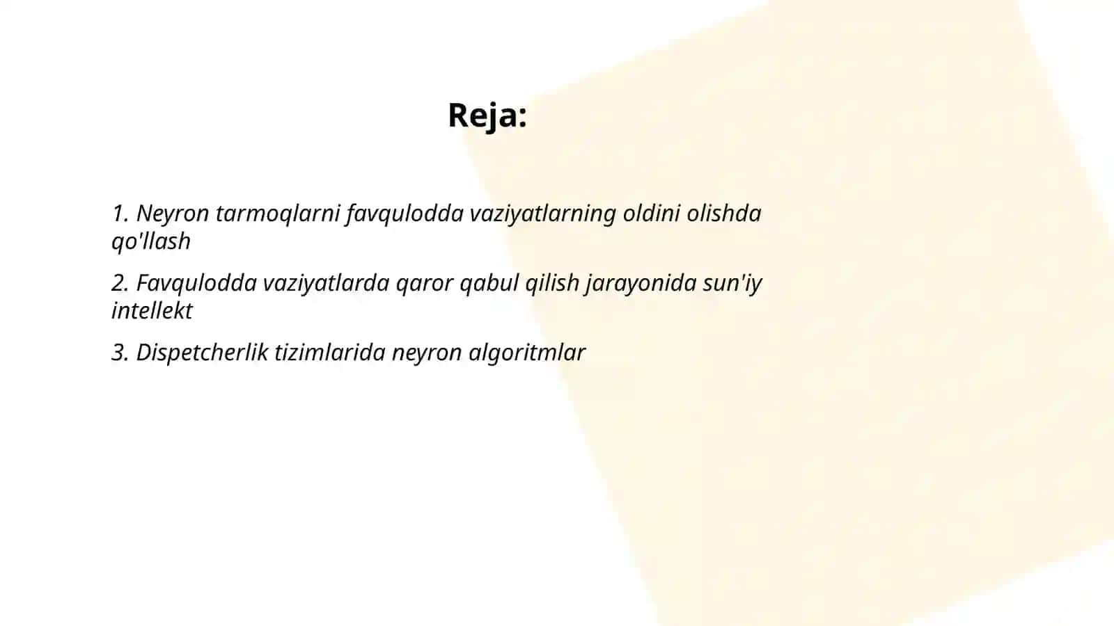 Favqulodda vaziyatlarda dispetchirlik qarorlarida neyron texnologiyalar qo'llash imkoniyatlari 2