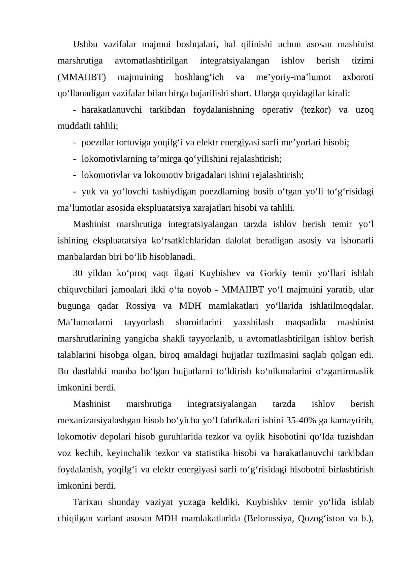Mashinist marshrutiga avtomatlashtirilgan integratsiyalangan ishlov berish tizimi 2