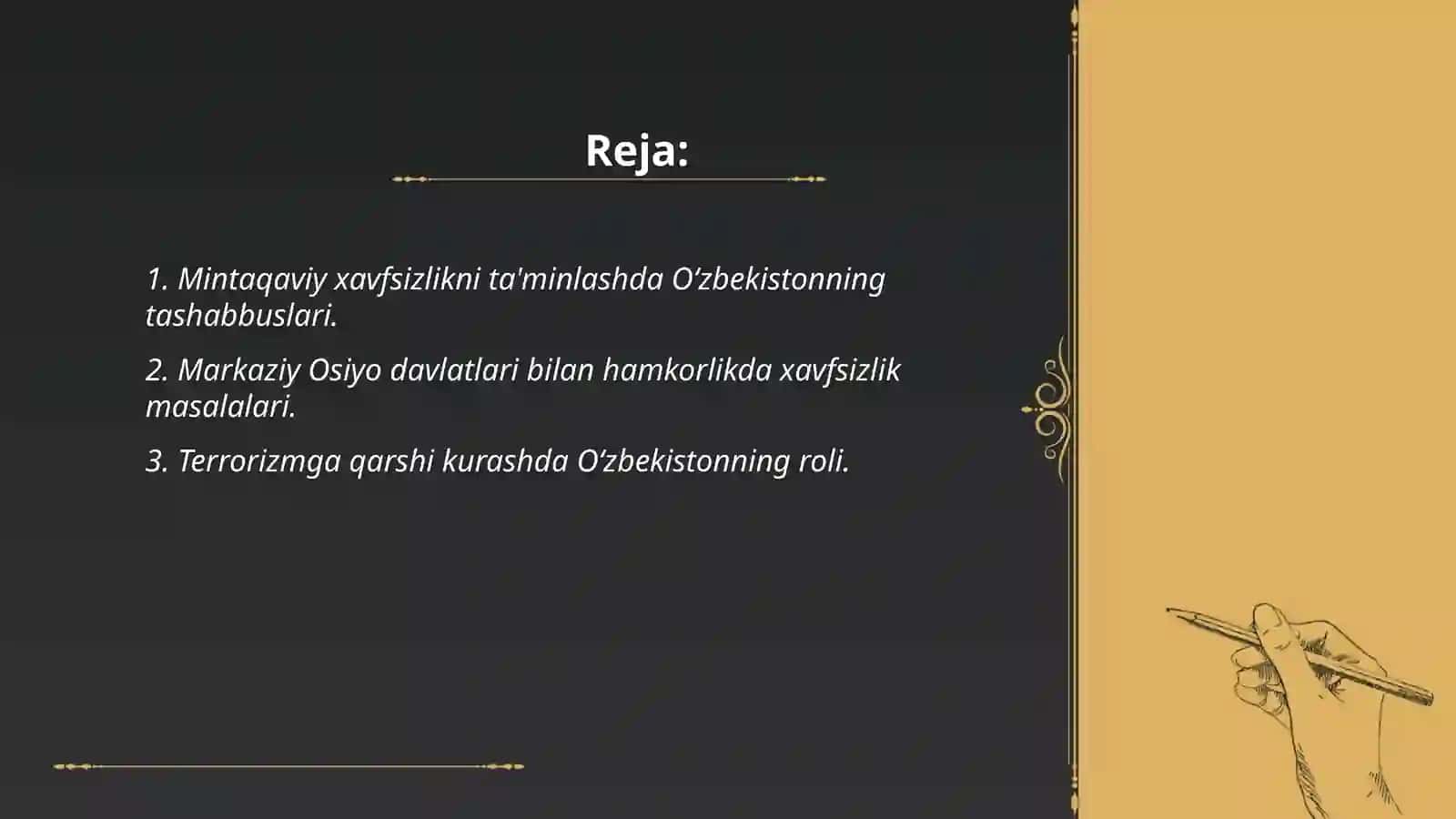 Xavfsizlik masalalari bo‘yicha O‘zbekistonning mintaqaviy tashabbuslari 2