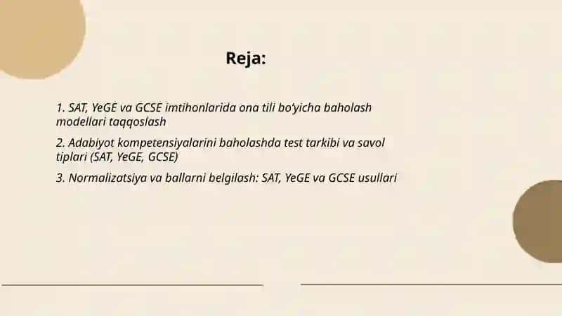 SAT, YeGE va GCSE imtihonlarida ona tili bo‘yicha baholash modellari taqqoslash 2