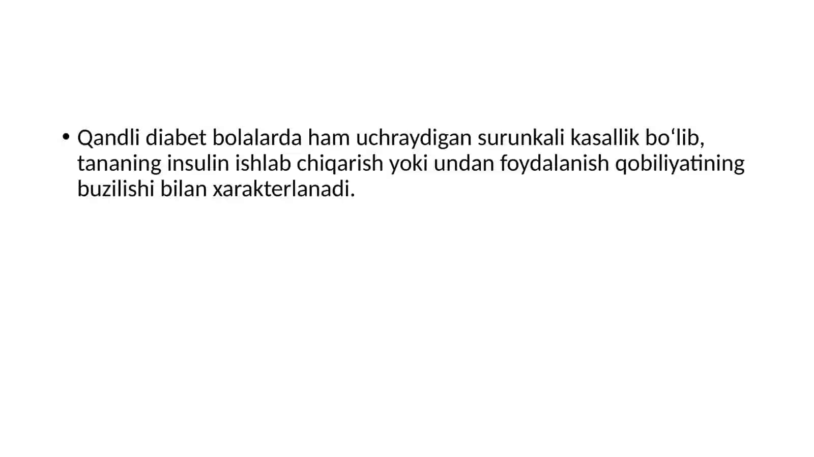 Endokrintizim kasalliklarida bola holatiga baho berish. Qandli diabet 2