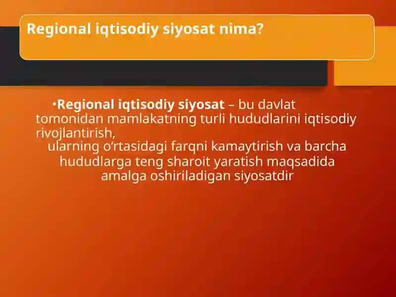 Regional iqtisodiy siyosat 2