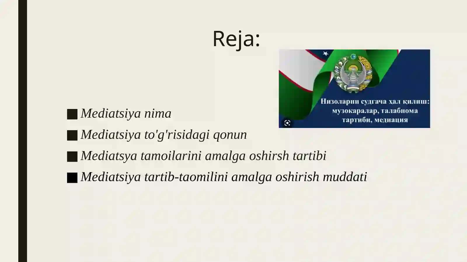Mediatsiya tamoyillari amalga oshirish tartibi va muddati 2