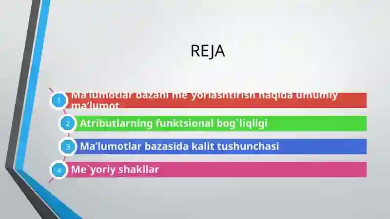 Ma’lumotlarning me’yoriy shakllarini nazariyasi 2