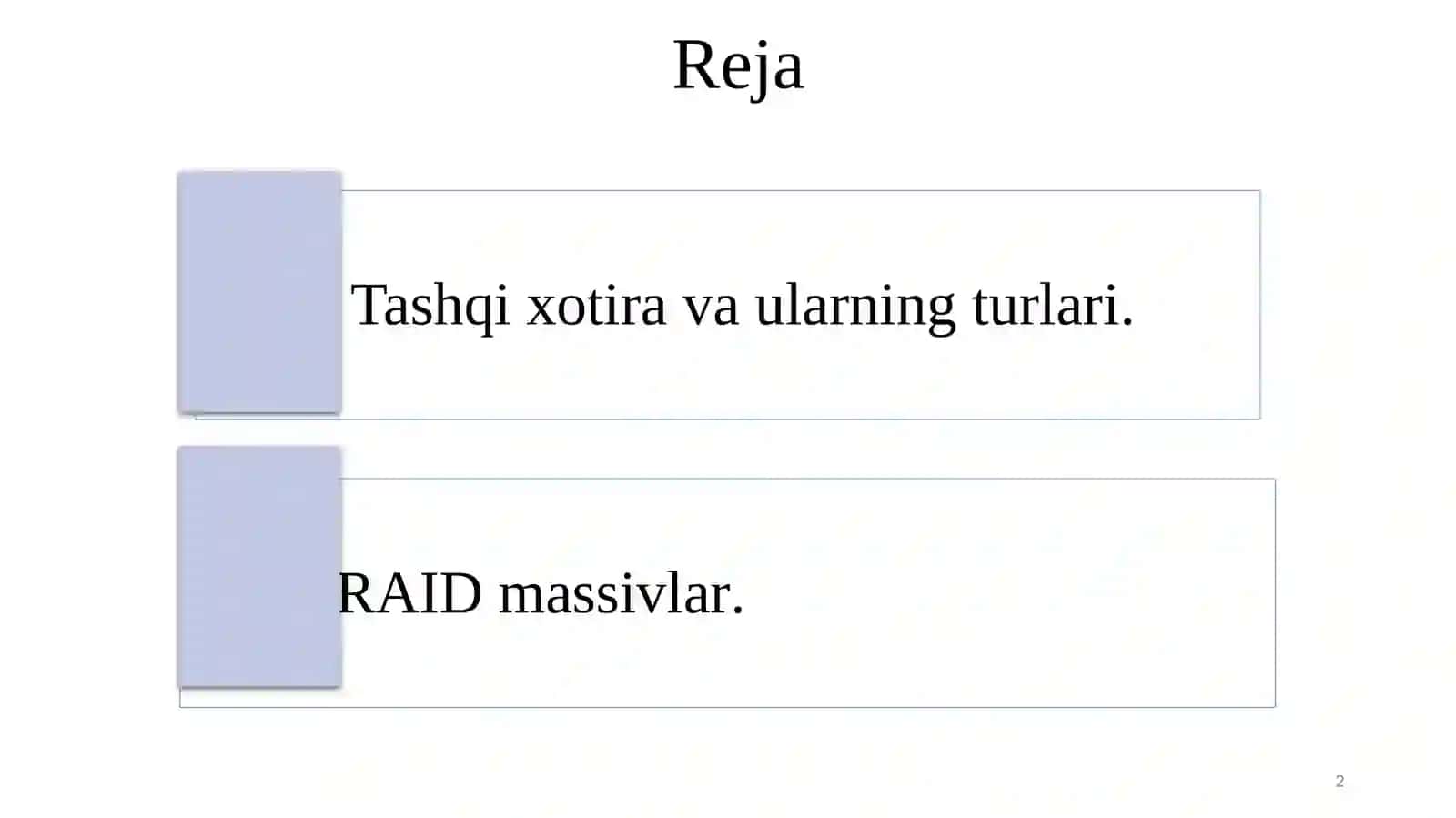 Tashqi xotira va ularning turlari, RAID massivlar 2