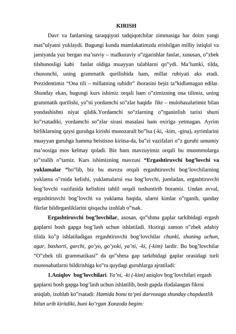 Ergashtiruvchi Bog'lovchilar va Ularning Ma'no Turlari va Sintaktik Vazifalari 2