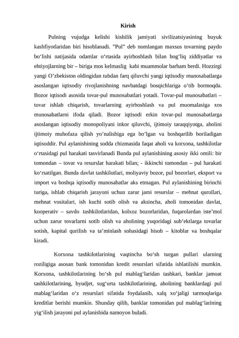 Pul aylanishi, uning tuzilishi va pul aylanishini rivojlantirish 2