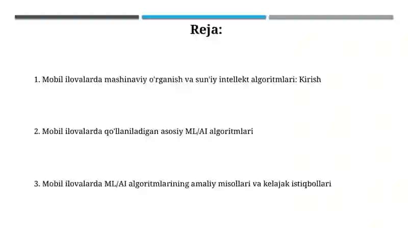 Mobil ilovalarda mashinaviy o'rganish va sun'iy intellekt algoritmlari 2