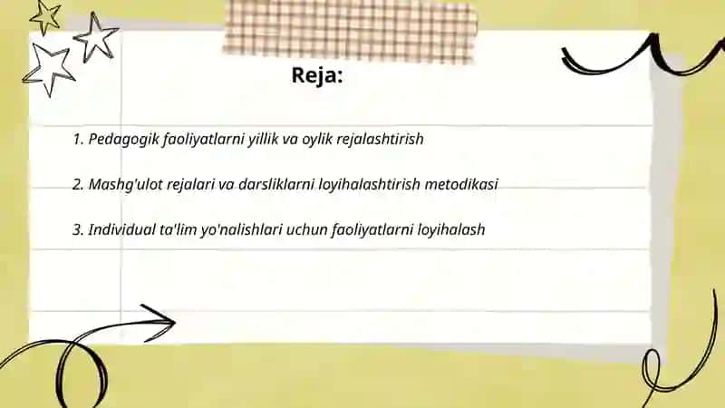 Pedagogik faoliyatlarni loyihalashtirish 2