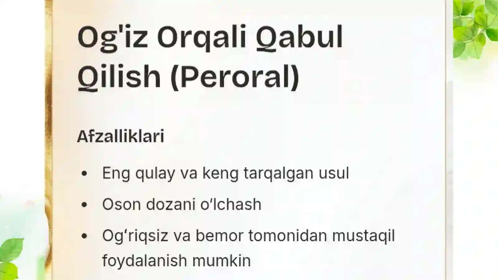 Dori moddalarini yuborish usullari 2