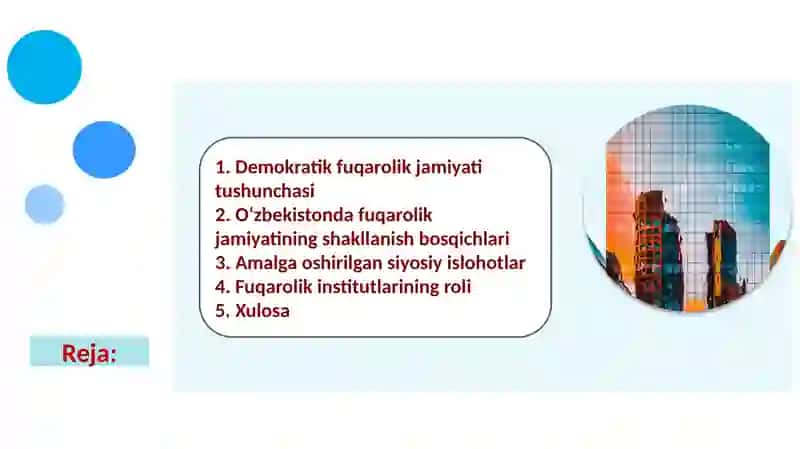O'zbekistonda demokratik fuqarolik jamiyati asoslarining shakllanishi 2