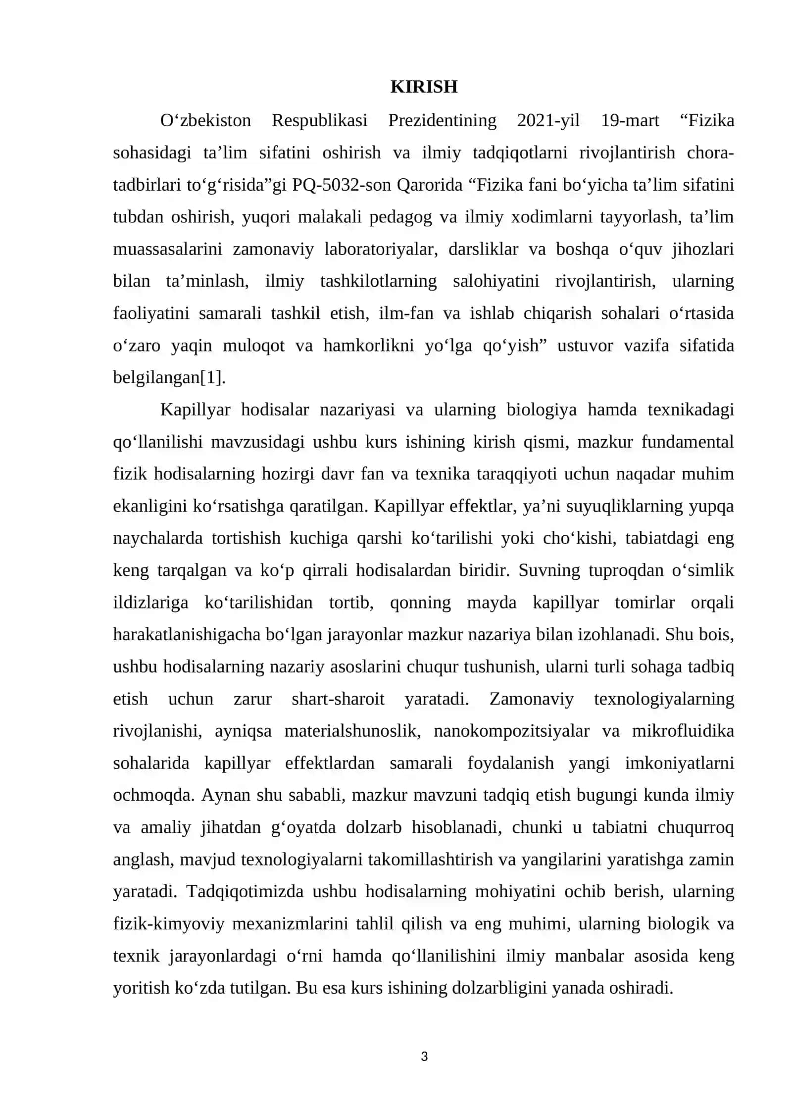 Kapillyar hodisalar nazariyasi va ularning biologiya hamda texnikadagi qoʻllanilishi 2