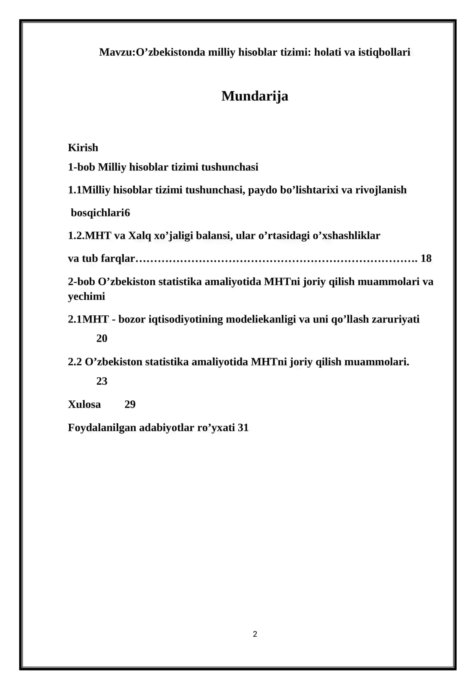 O’zbekistonda milliy hisoblar tizimi: holati va istiqbollari 2