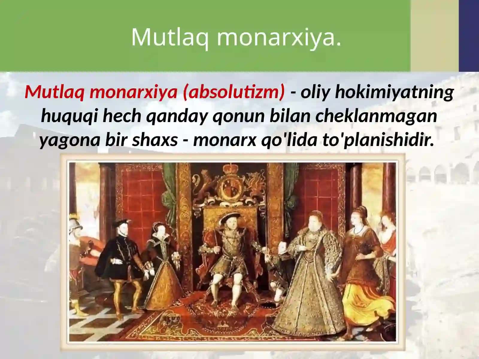 8-sinf Jahon tarixi Angliyada qirol hokimiyatining kuchayishi dars taqdimot 2