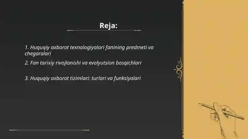 Huquqiy axborot texnologiyalari fanining predmeti va rivojlanish tendensiyalari 2