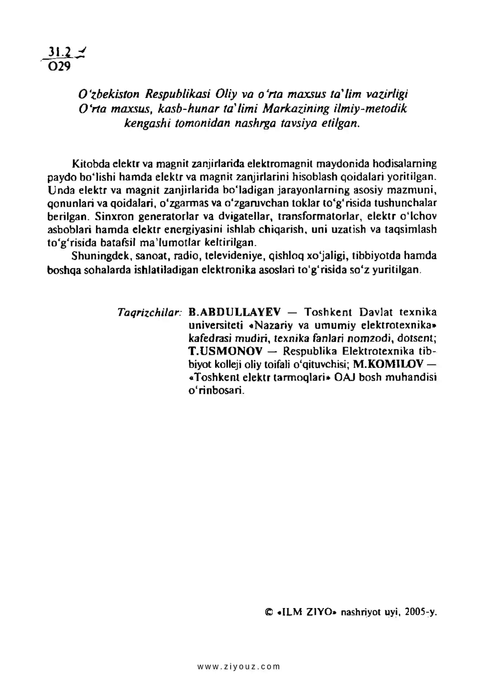 Umumiy elektrotexnika va elektronika asoslari 2