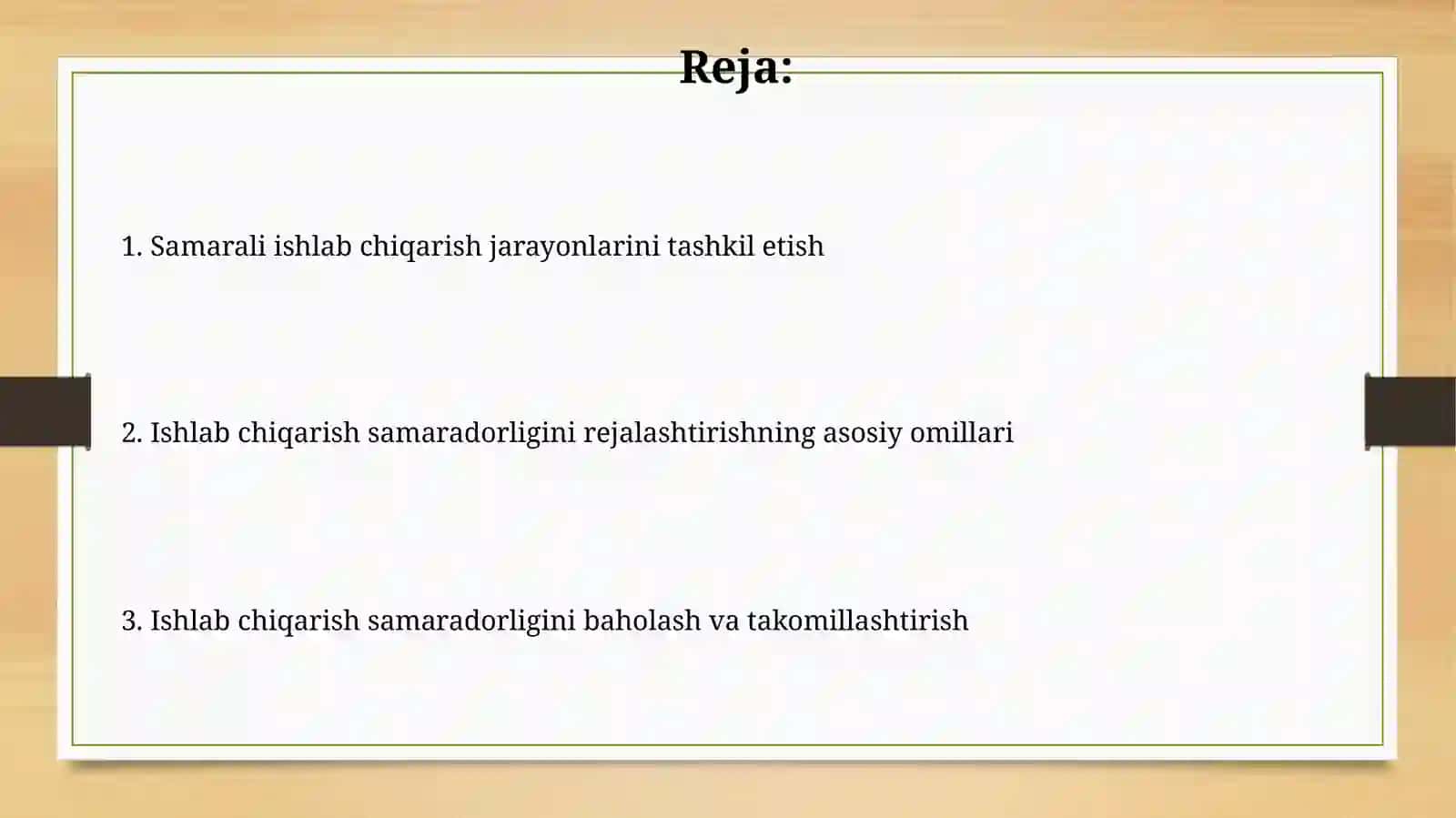 Ishlab chiqarish samarali foydalanishni rejalashtirish 2