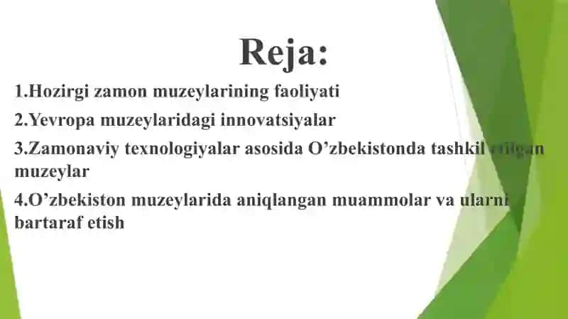 Muzeylarda innovatsion texnika va texnologiyalardan foydalanishning chet el tajribasi tahlili va O’zbekistonda qo’llash imkoniyatlari 2