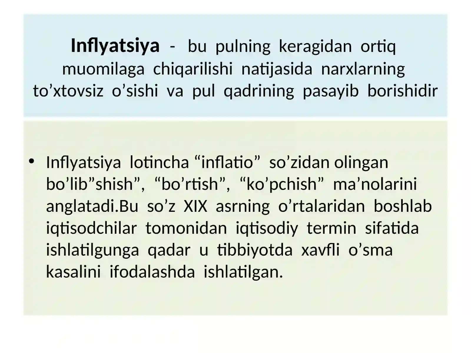Inflyatsiya, pul harakati va inflyatsiyaga olib keluvchi shart-sharoitlar 2