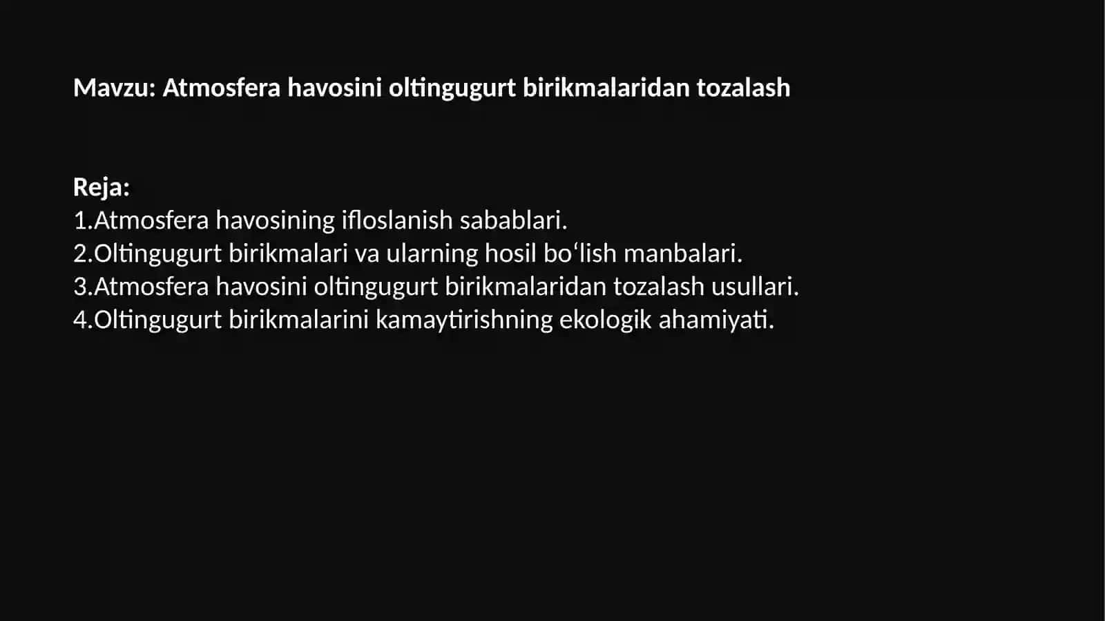 No’monov Jasurbekning Ekalogiyafanidan taqdimot loyihasi 2