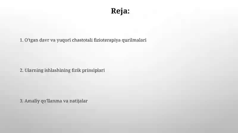 O'tgan davr va yuqori chastotali fizioterapiya qurilmalari 2
