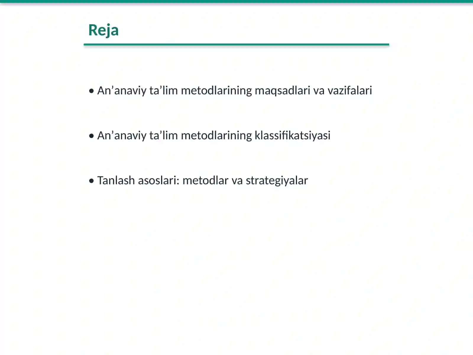 Anʼanaviy taʼlim metodlari klassifikatsiyasi va tanlash asoslari 2