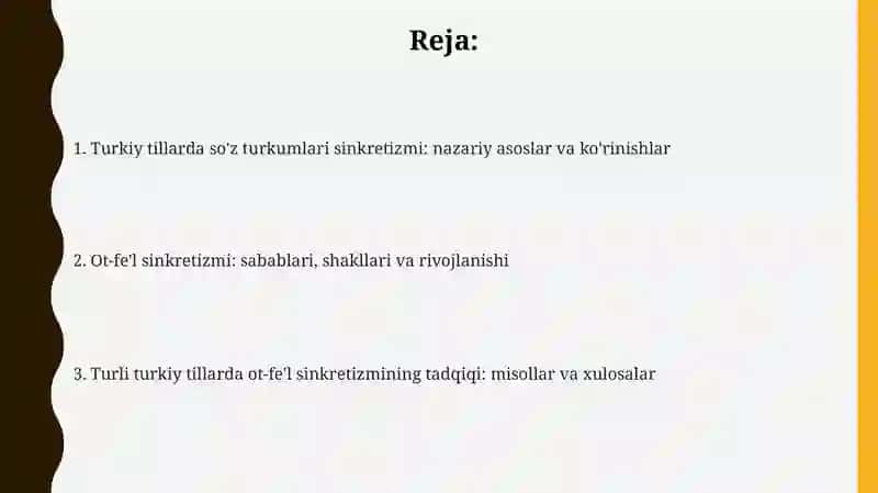 Turk tillarida so'z turkumlari va sinkretizm 2