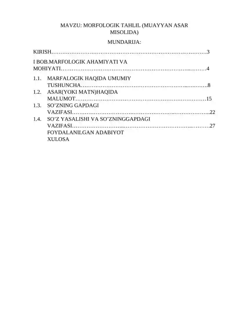 MORFOLOGIK TAHLIL (MUAYYAN ASAR MISOLIDA) 2
