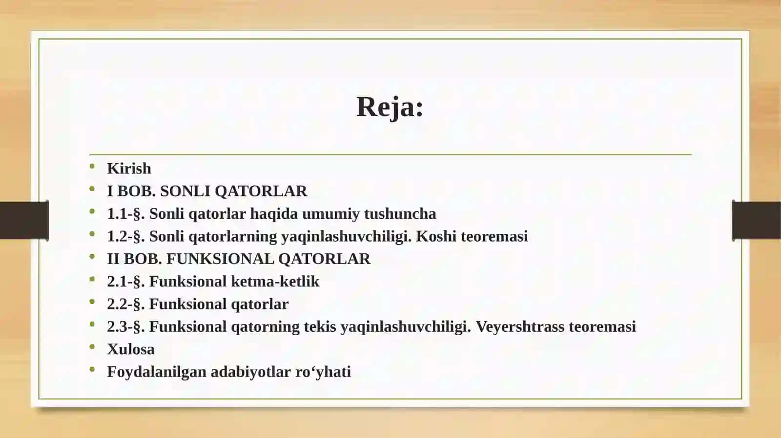 «Funksional qatorlar»  mavzusidagi KURS ISHIga taqdimot 2