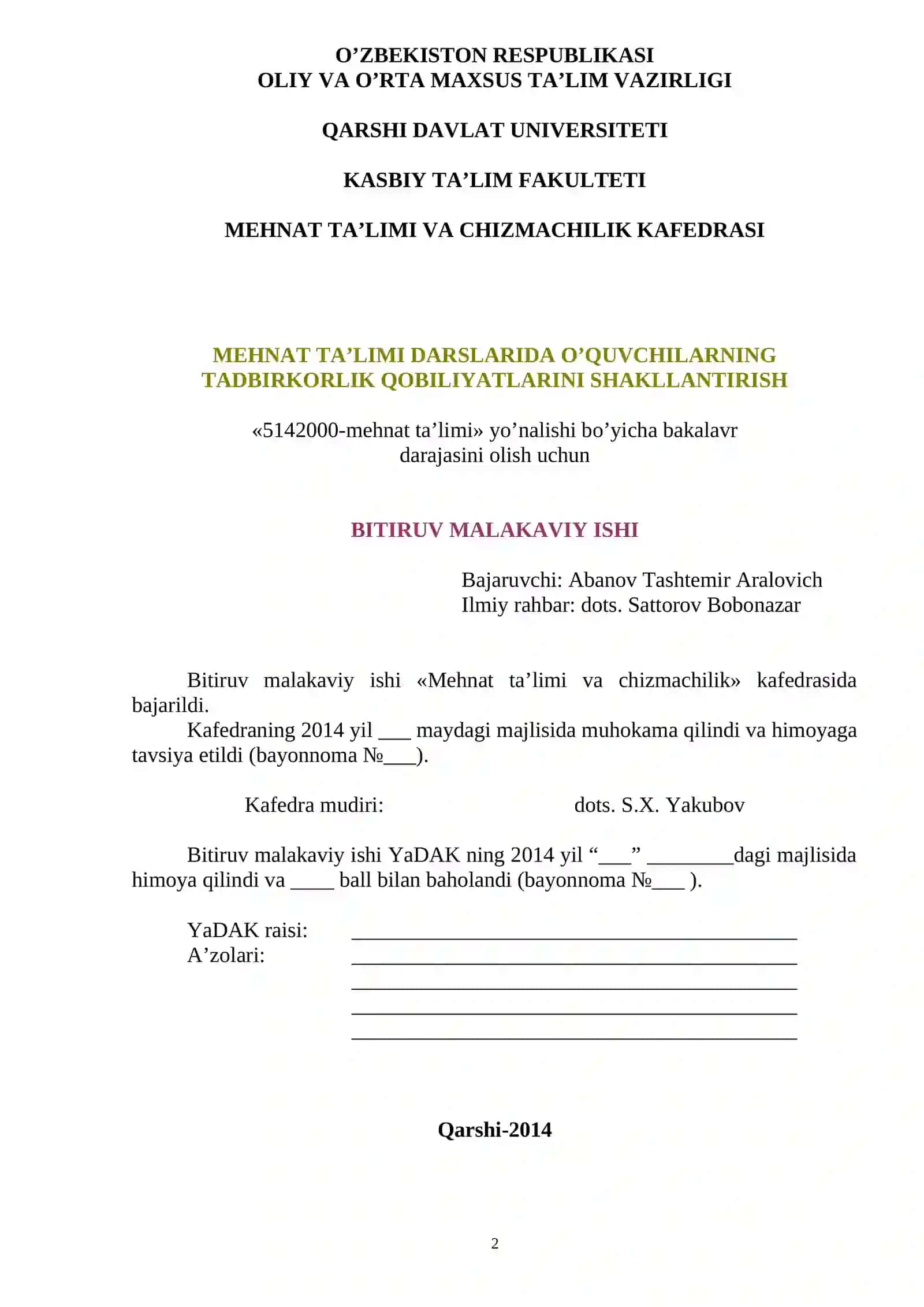 Mehnat ta’limi darslarida o’quvchilarning tadbirkorlik qobiliyatlarini shakllantirish 2