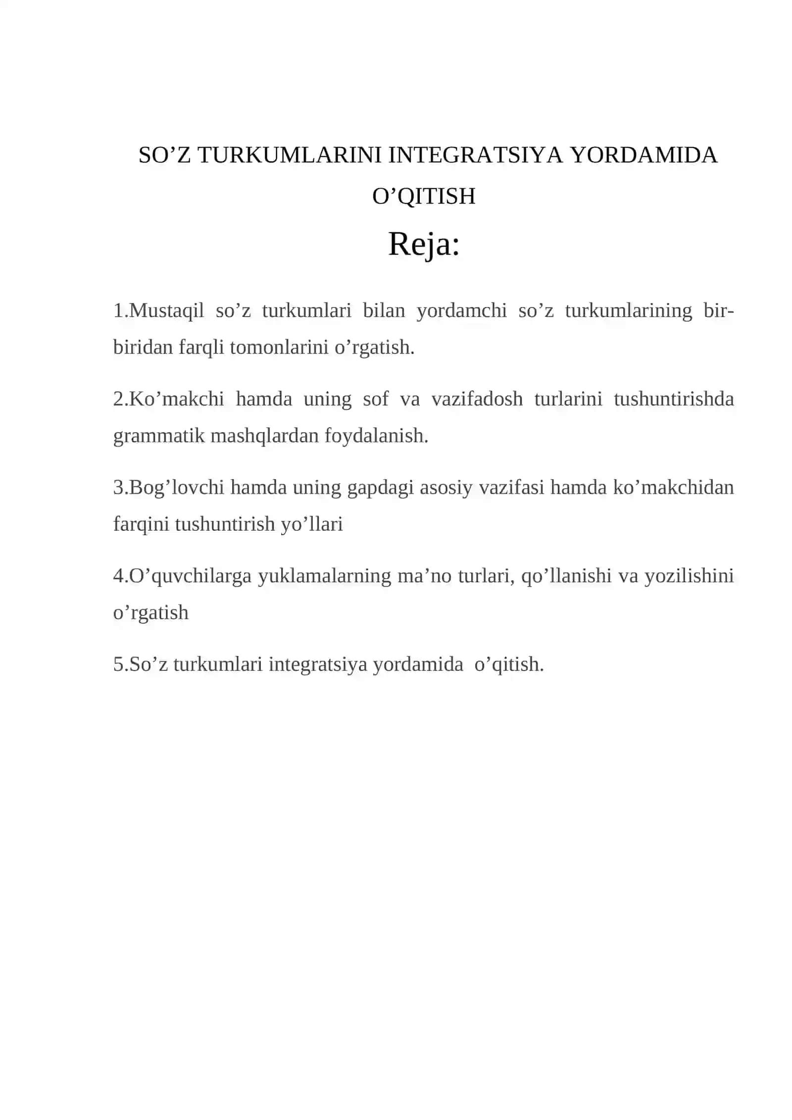 SO’Z TURKUMLARINI INTEGRATSIYA YORDAMIDA O’QITISH 2