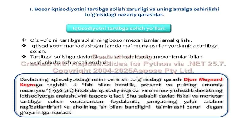 Davlatning iqtisodiy xavfsizligini ta’minlash va iqtisodiyotni tartibga solish 2