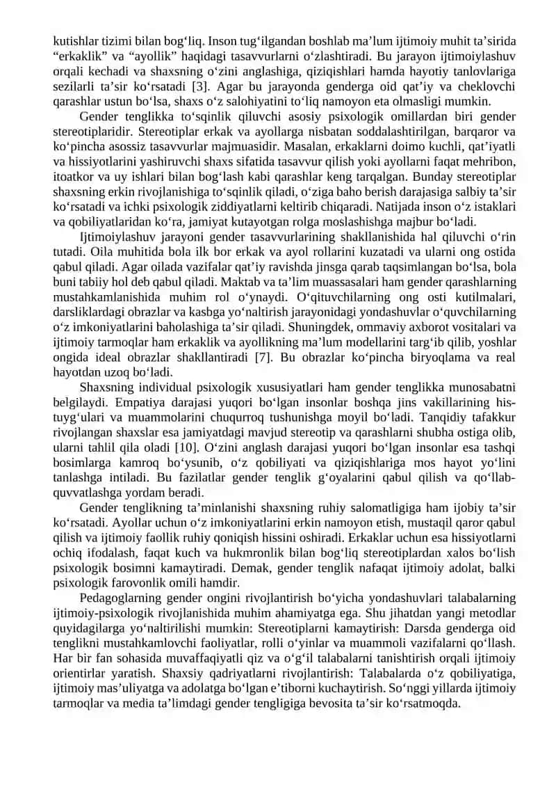 GENDER TENGLIKNI RIVOJLANTIRISHNING PSIXOLOGIK OMILLARI 2