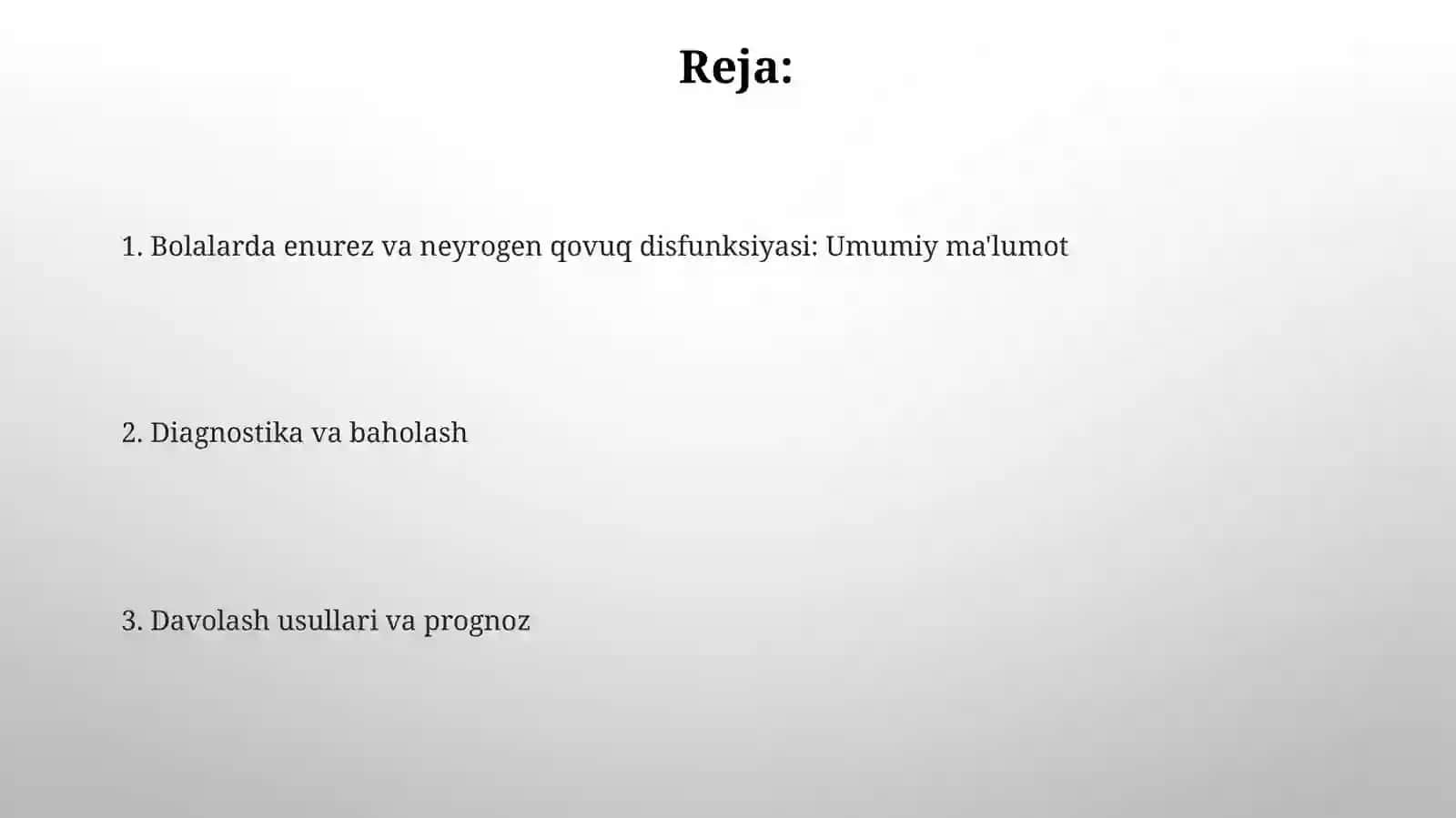 Bolalarda Enurez, siydik chiqarish yo‘llari va neyrogen disfunksiyasi 2