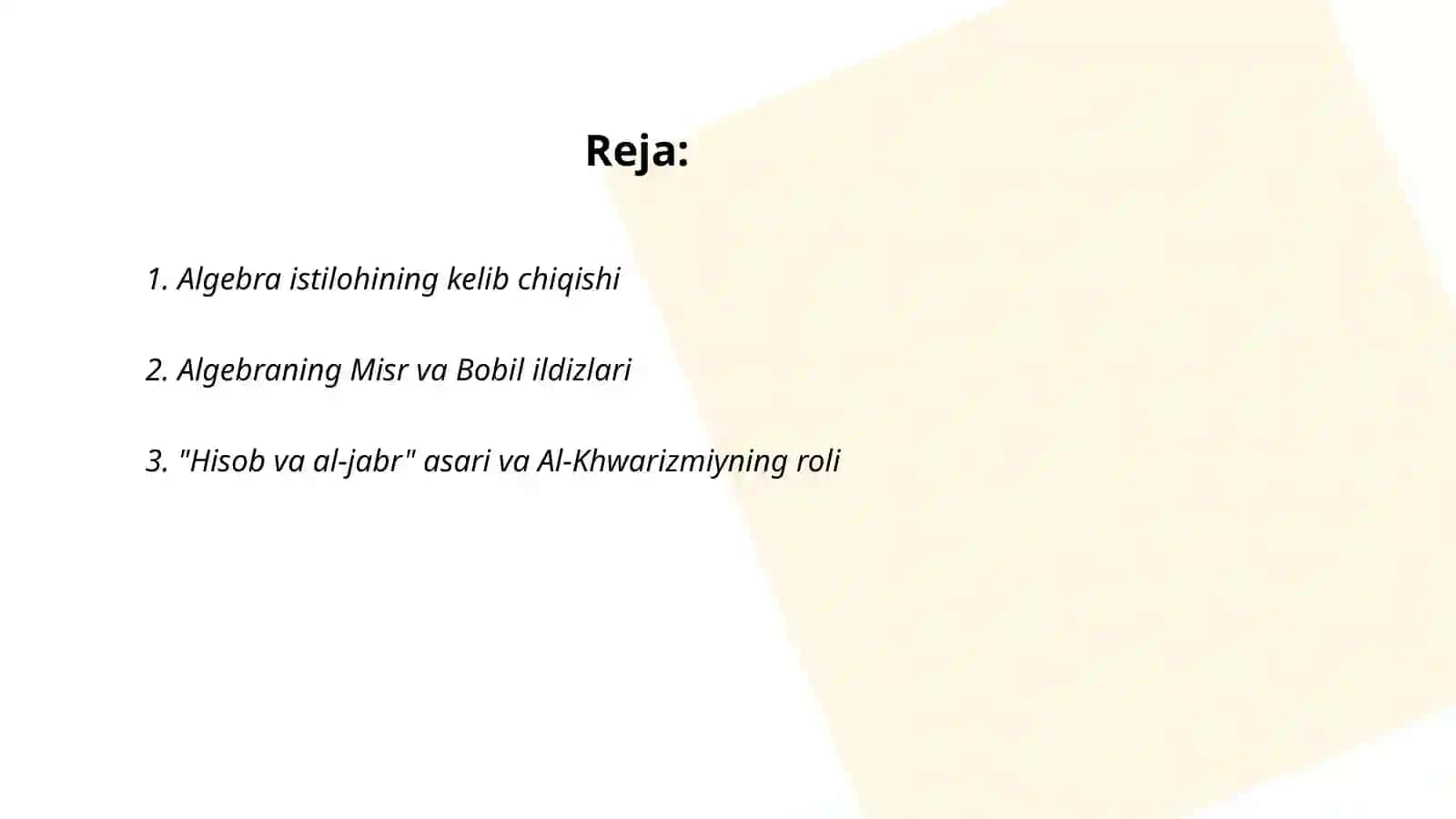 Algebra elementlari mavzusida tarixiy materiallardan foydalanish 2