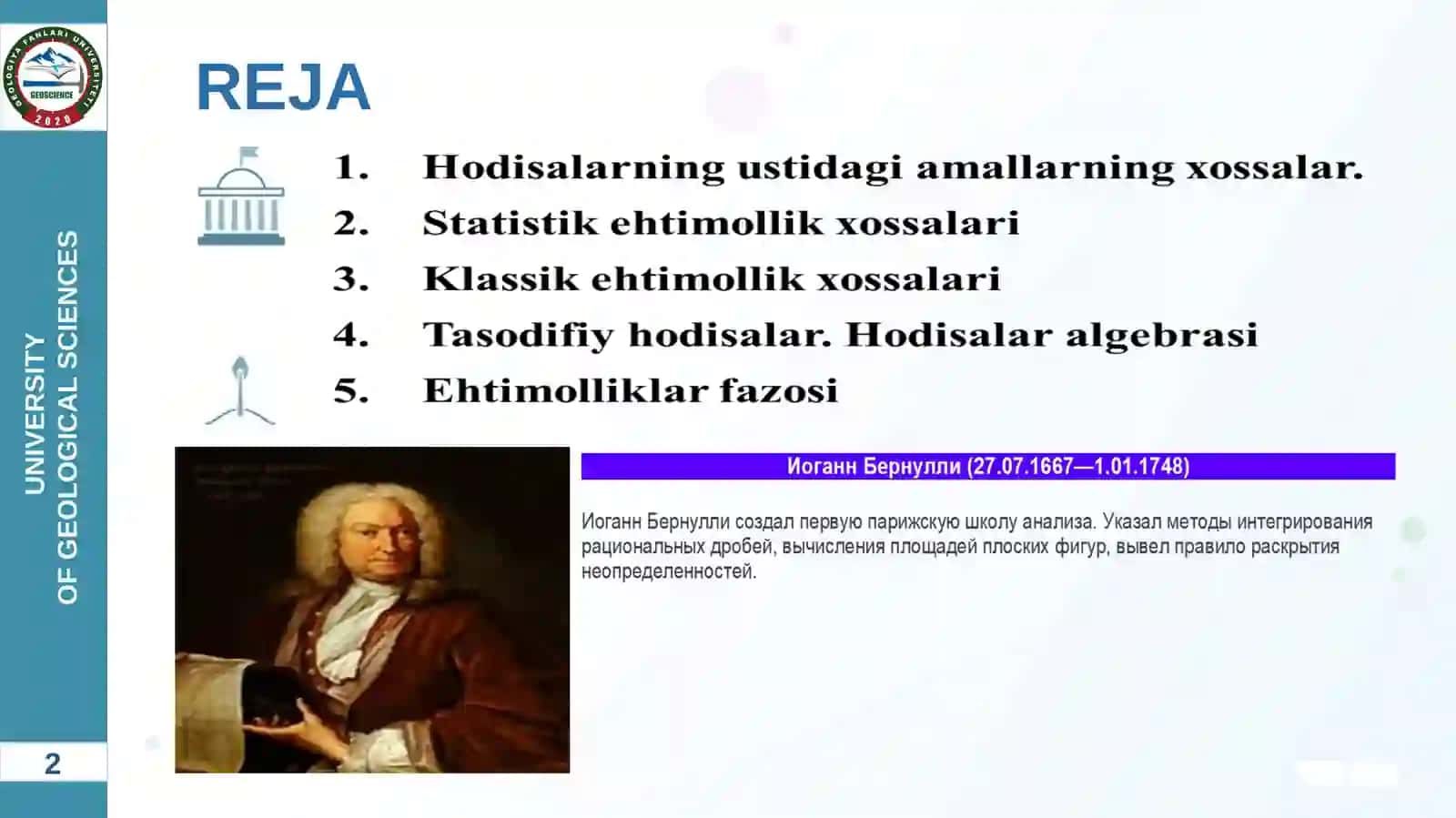 EXTIMOLLAR NAZARIYASI VA MATEMATIK STATISTIKA FANIDAN MA’RUZA MASHG’ULOTI 2