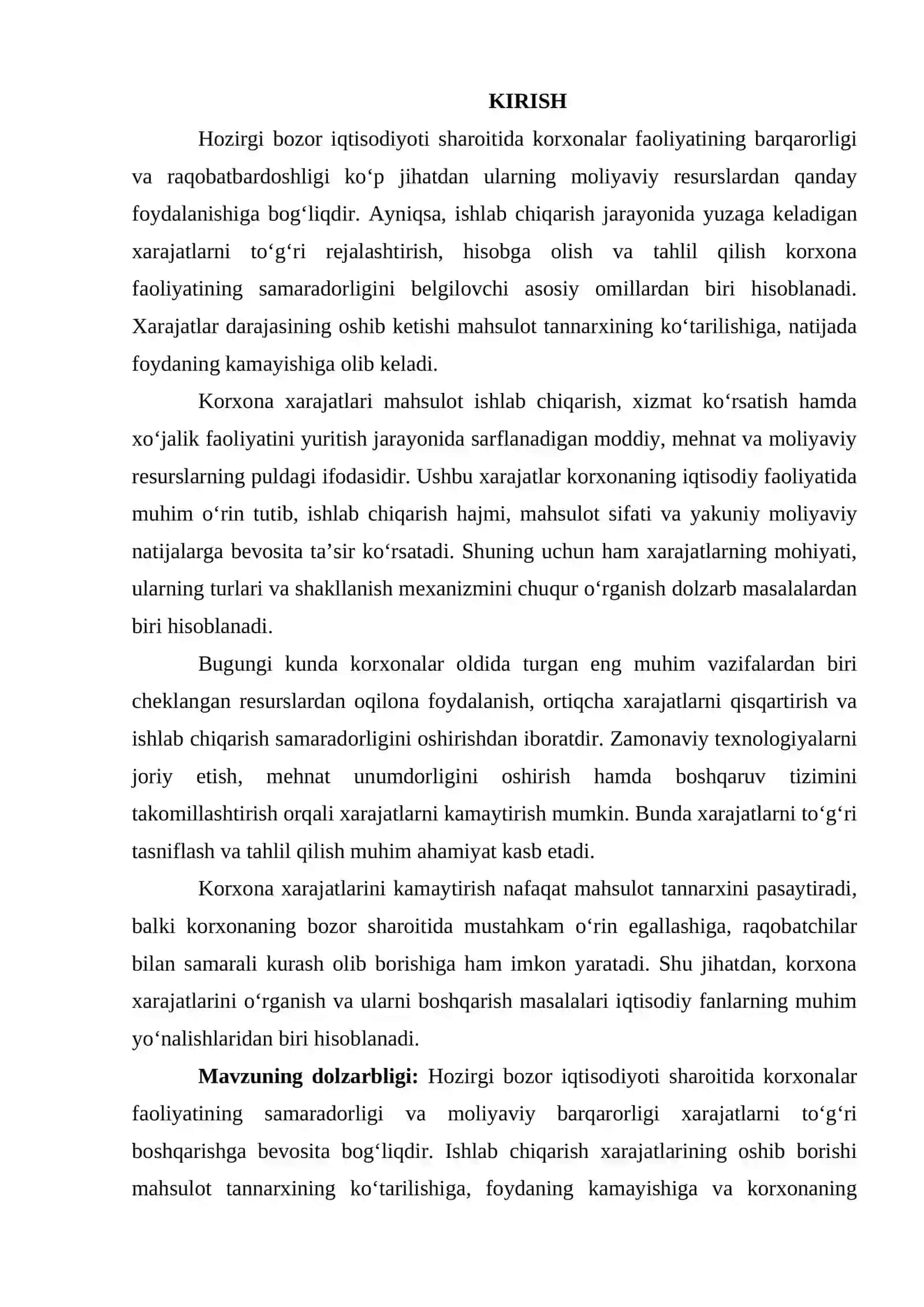 Korxona xarajatlari: turlari, shakllanishi va ularni kamaytirish yo’llari 2