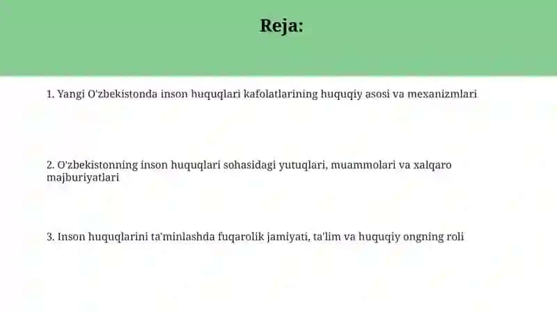 Yangi O'zbekistondagi inson huquqlari 2