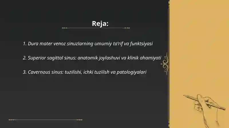 Bosh miya pardalarining vena boʻshliqlari va sistemalari 2