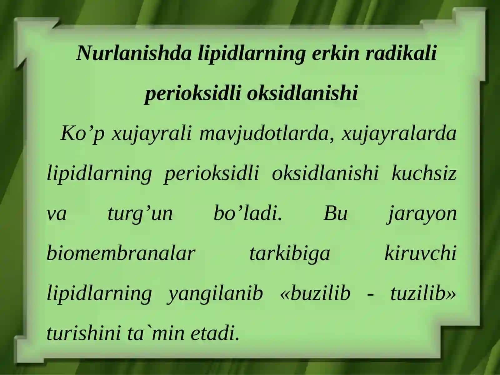 Radiobiologik jarayonlarning fizik-kimiyoviy asoslari 2