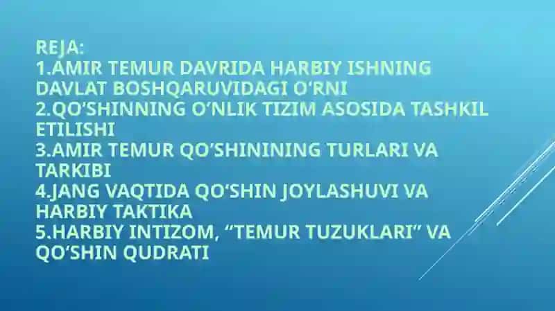 Amir Temur davrida qoʻshin tuzilishi 2