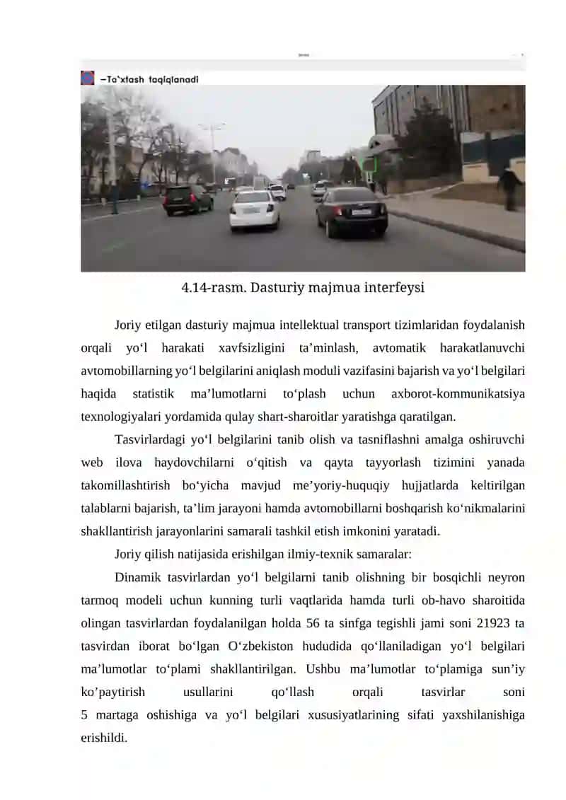 Dasturiy majmuaning yo‘l harakati xavfsizligi sohasidagi amaliy masalalarga tadbiqi 2