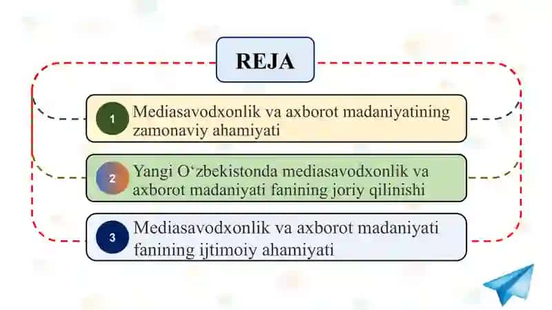 Yangi O‘zbekistonda mediasavodxonlik va axborot madaniyati fanini o‘rni va ahamiyati SLAYD 2