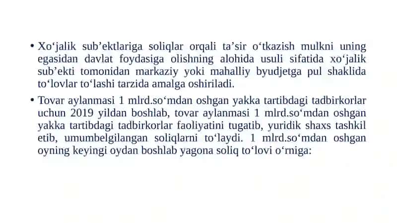 SOLIQ MUNOSABATLARINI HUQUQIY TARTIBGA SOLISH 2