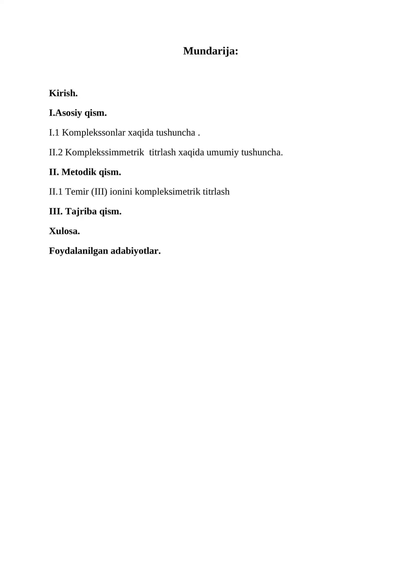 Kompleksimmetrik titrlash  KURS ISHI 2