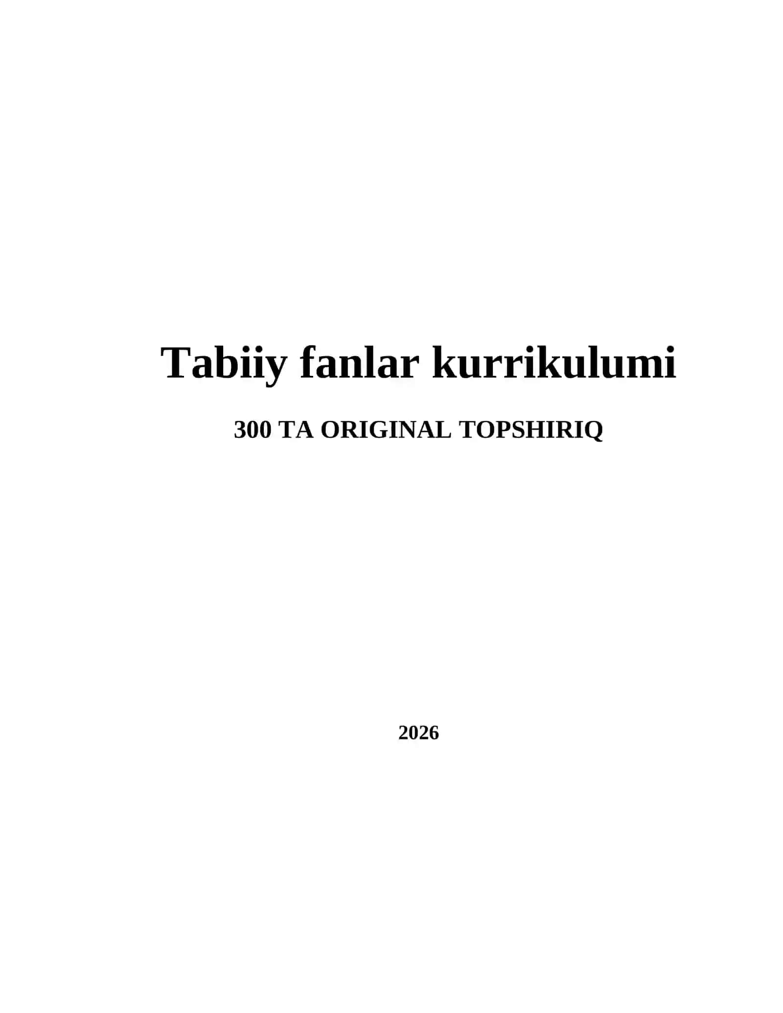 Tabiiy fanlar kurrikulumi 2