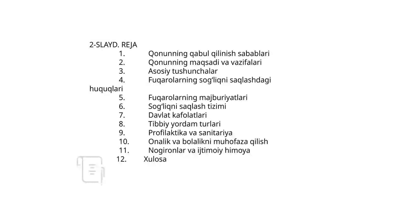 Fuqarolar sog‘lig‘ini saqlash to‘g‘risidagi qonun 2