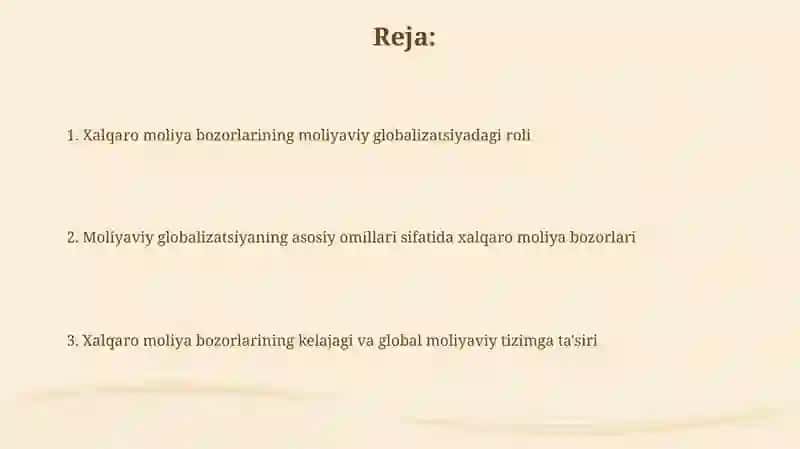 Xalqaro moliya bozorlarining moliyaviy globalizatsiyadagi roli 2