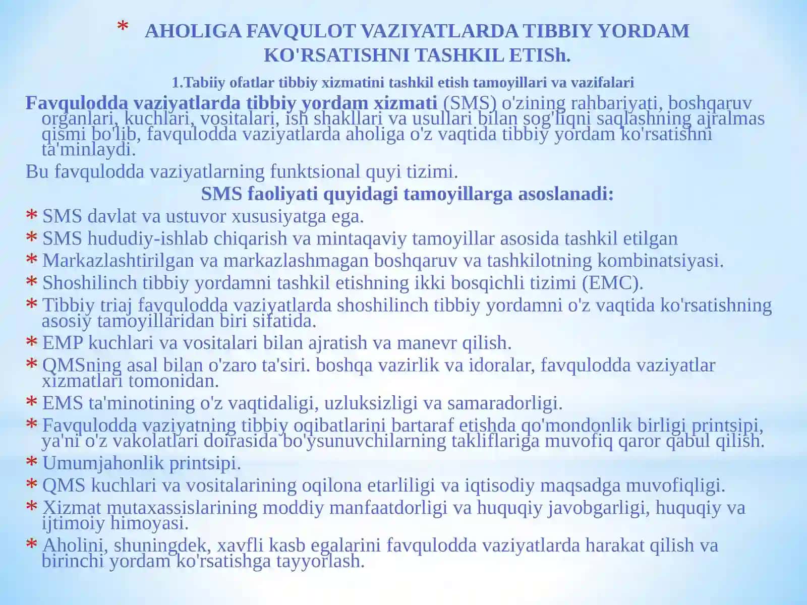 Aholiga Favqulot Vaziyatlarda Tibbiy Yordam Ko'rsatishni Tashkil Etish 2
