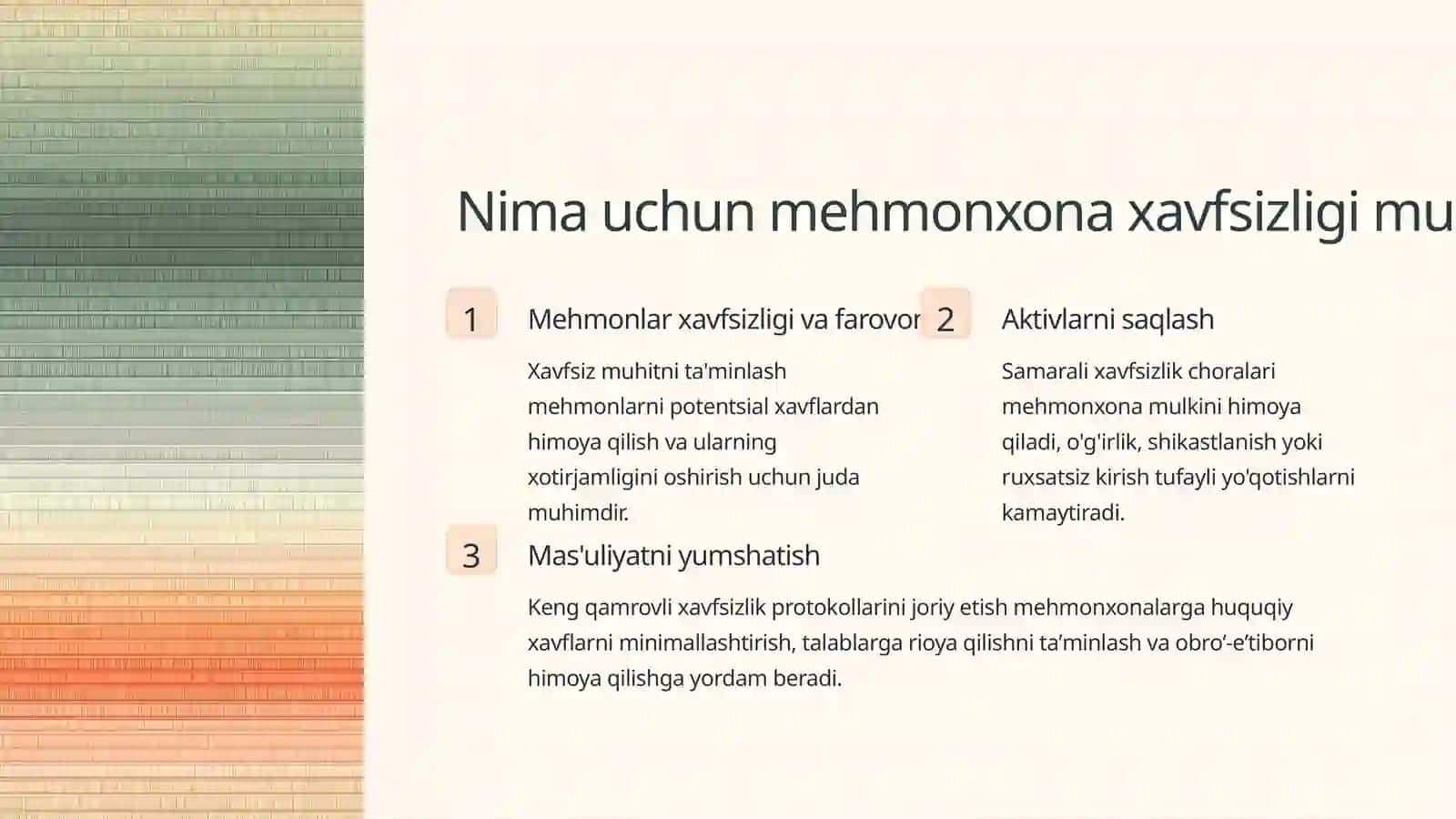 Mehmonxonalarda xavfsizlik xizmatlarini ko'rsatishda mehnat resurslarining roli 2